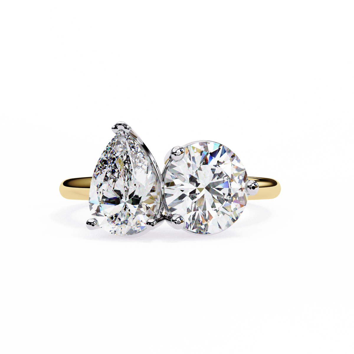 Pear & Round Diamond Toi et Moi Ring