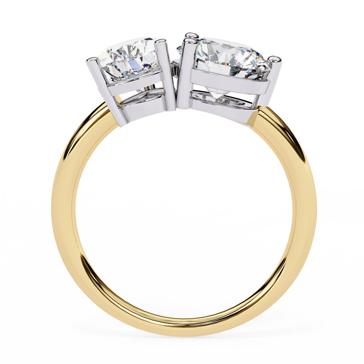 Pear & Round Diamond Toi et Moi Ring