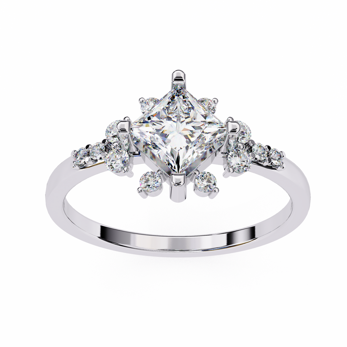 Princess & Round Diamond Bloom Ring