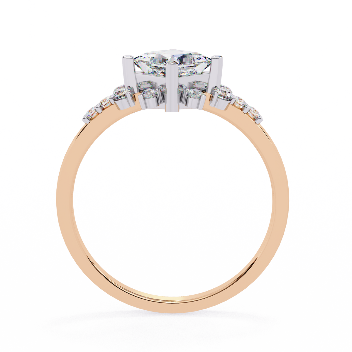 Princess & Round Diamond Bloom Ring