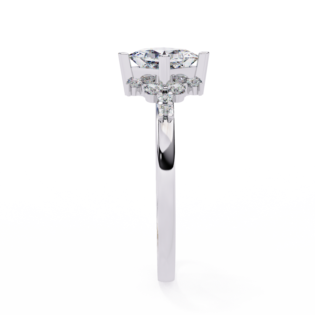 Princess & Round Diamond Bloom Ring