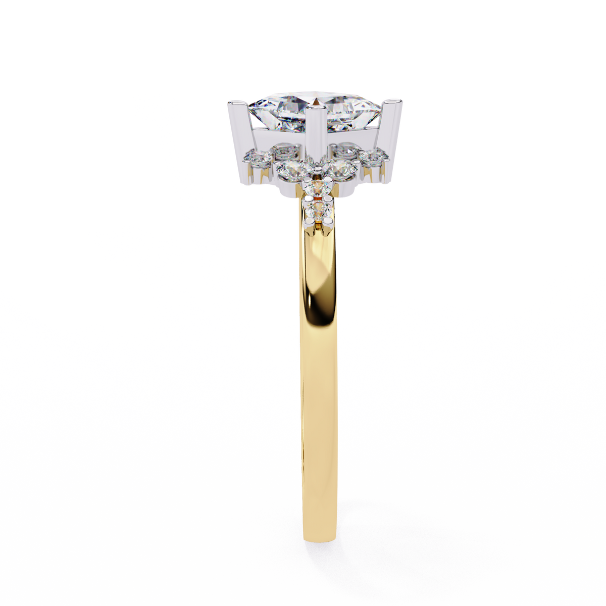 Princess & Round Diamond Bloom Ring