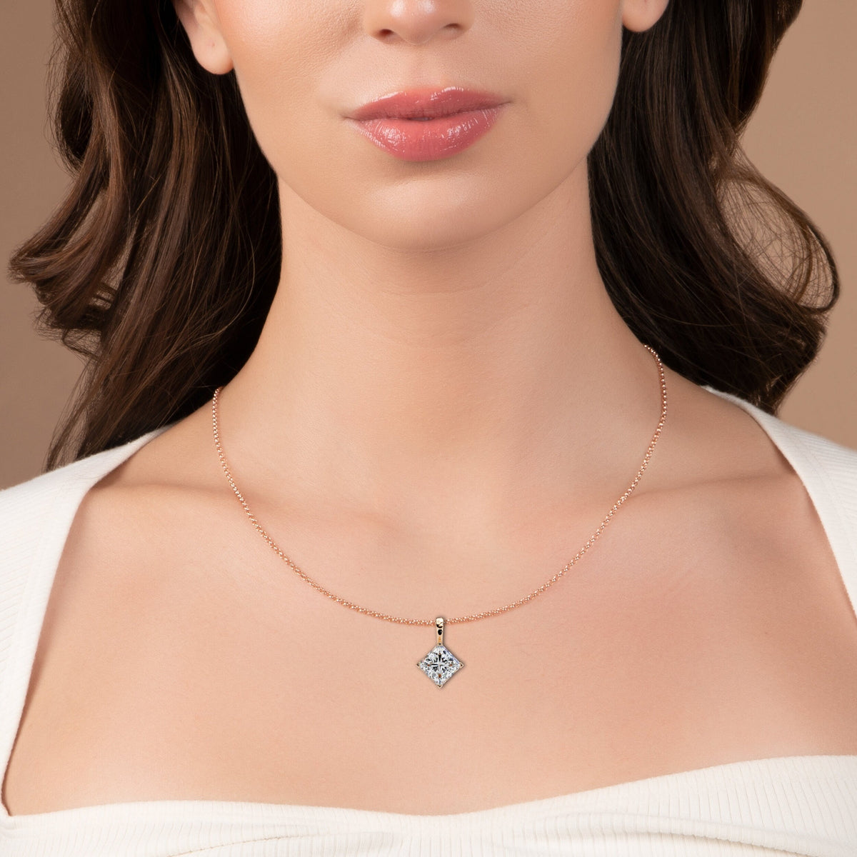 Elara Princess-Cut Diamond Pendant