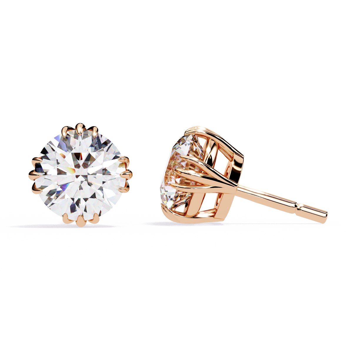 Radiant Bloom Solitaire Stud Earrings