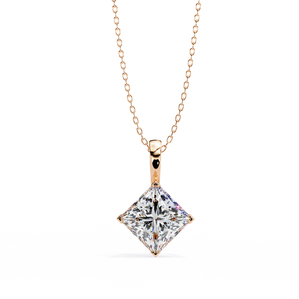 Elara Princess-Cut Diamond Pendant