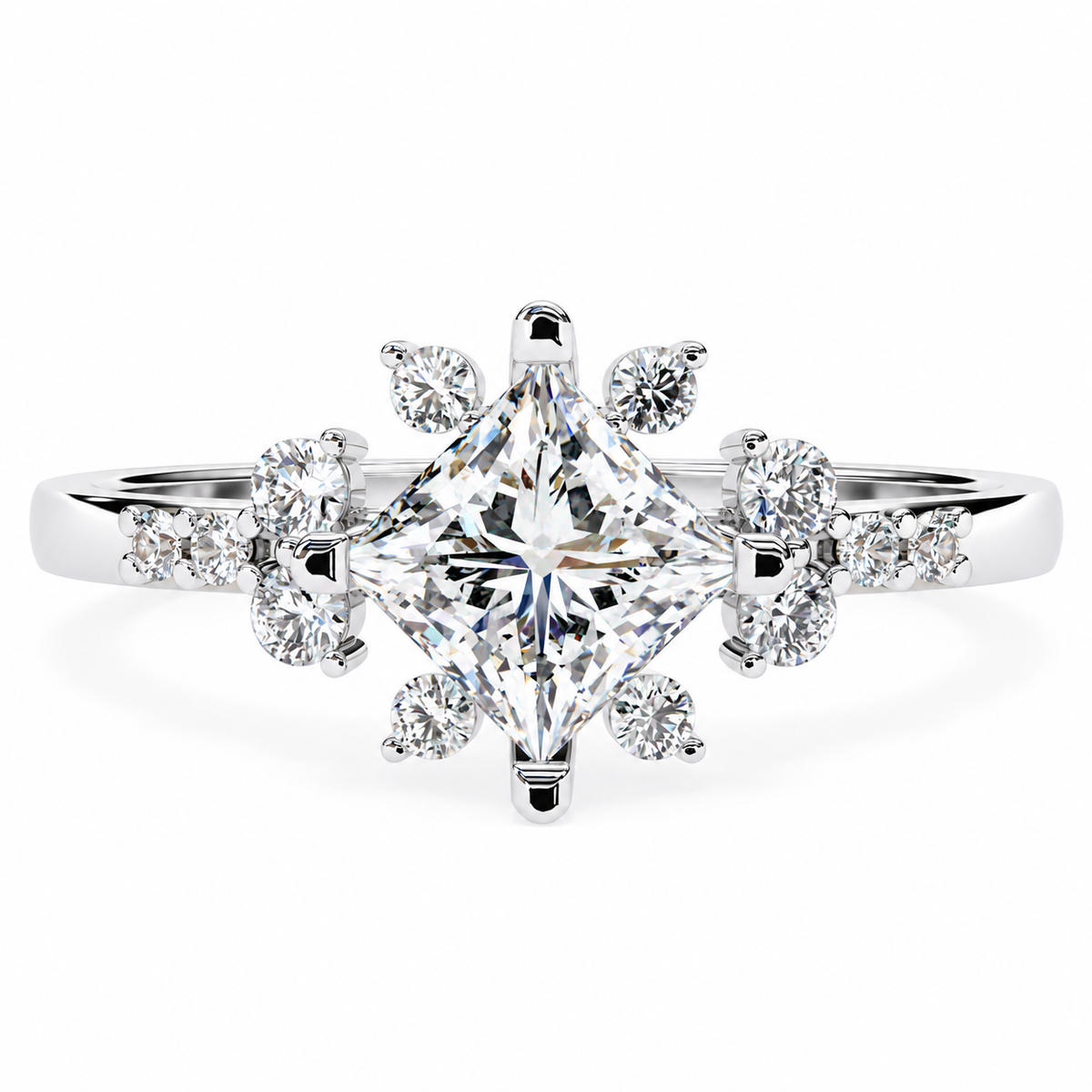 Princess & Round Diamond Bloom Ring