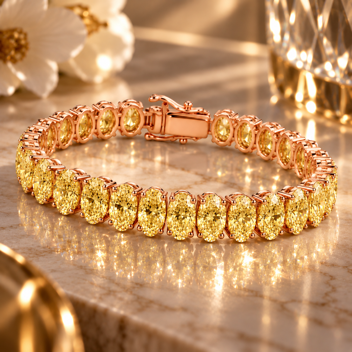 Soleil Yellow Oval Diamond Bracelet